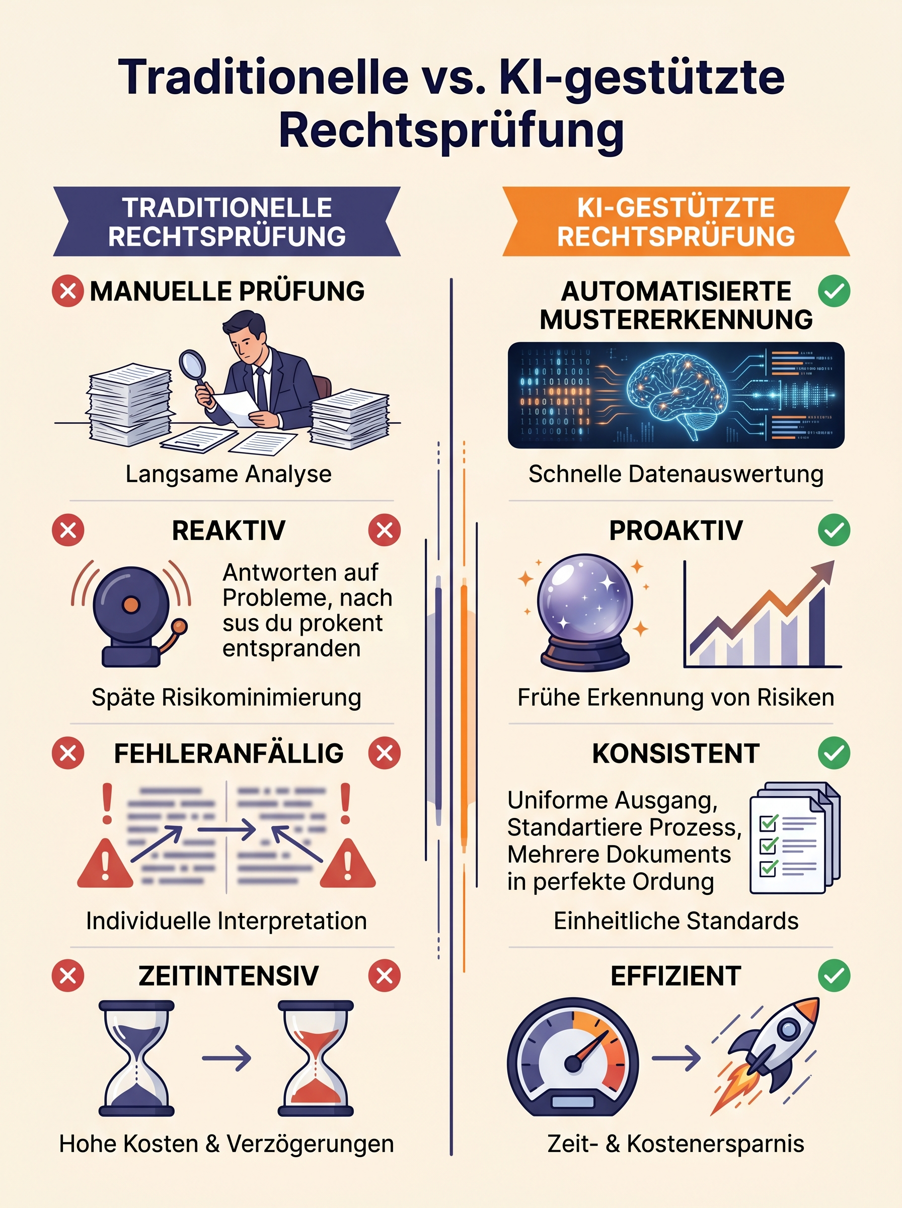 Traditionelle vs. KI-gestützte Rechtsprüfung
